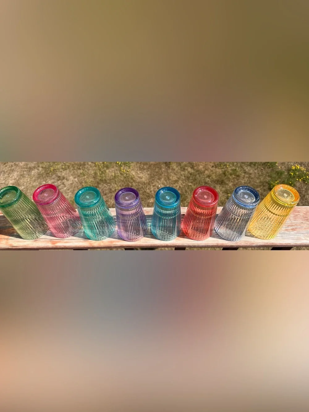 Set of 8 Colorful Ribbed Acrylic Tumblers